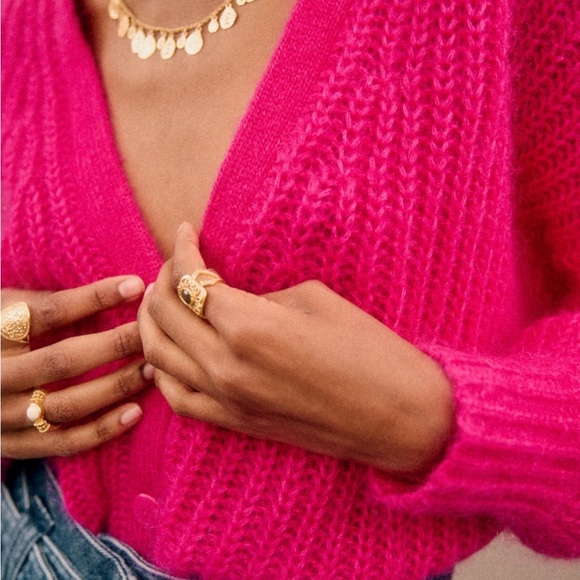 Sezane Pink BASILE Cardigan Sweater - Picture 6 of 6